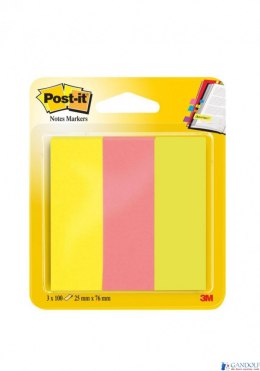 Zakładki indeksujące POST-IT (671/3), papier, 26x76mm, 3x100 kart., mix kolorów