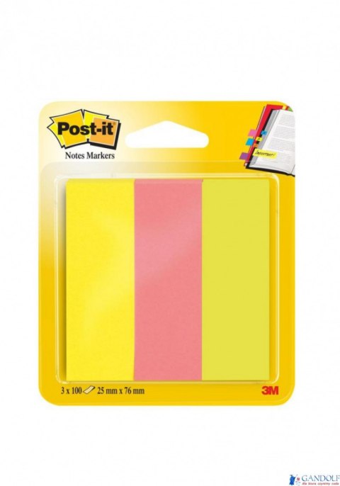Zakładki indeksujące POST-IT (671/3), papier, 26x76mm, 3x100 kart., mix kolorów Zakładki indeksujące POST-IT (671/3), papier, 26x76mm, 3x100 kart., mix kolorów