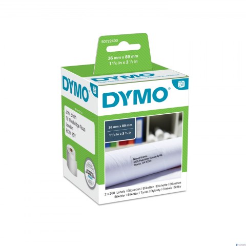 Etykieta DYMO adresowa - 89 x 36 mm biały S0722400 2 rolki po 260 etykiet Etykieta DYMO adresowa - 89 x 36 mm biały S0722400 2 rolki po 260 etykiet