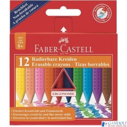 Kredki trójkatne woskowe 12 kolorów GRIP 2001, FABER CASTELL 122520