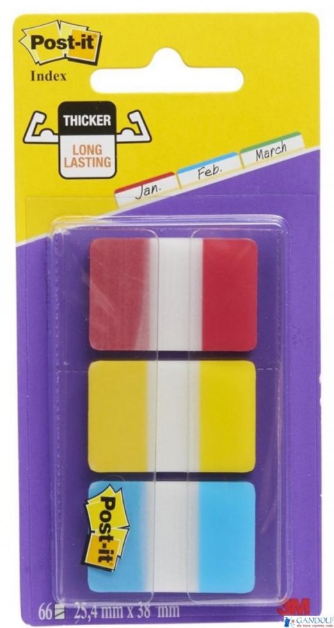 Zakładki indeksujące POST-IT do archiwizacji (686-RYB), PP, silne, 38x25mm, 3x22 kart., mix kolorów Zakładki indeksujące POST-IT do archiwizacji (686-RYB), PP, silne, 38x25mm, 3x22 kart., mix kolorów