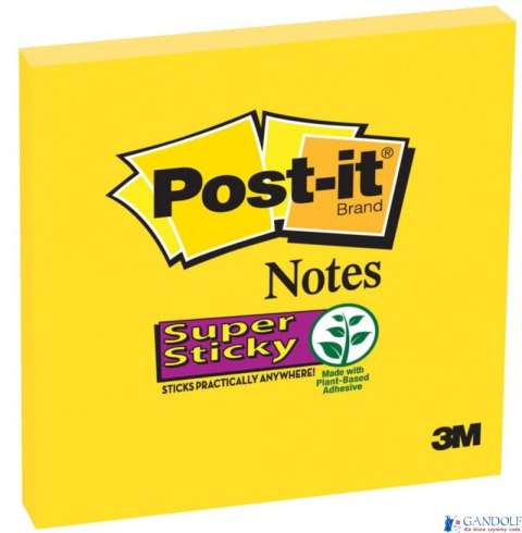 Bloczek samoprzylepny SUPER STICKY 654-S 76X76MM, 1X90kartek, żółty 3M Bloczek samoprzylepny SUPER STICKY 654-S 76X76MM, 1X90kartek, żółty 3M