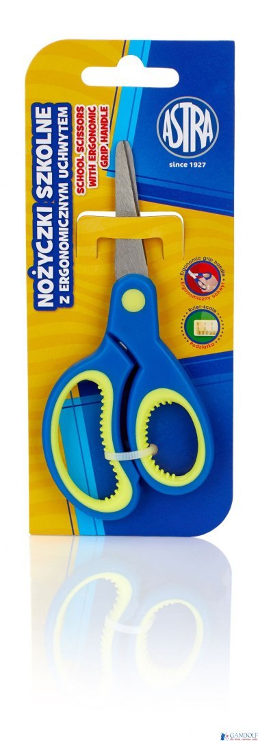 Nożyczki szkolne z ergonomicznym uchwytem i podziałką Astra - blister, 407118005