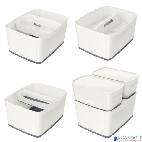 Pojemnik MyBOX duży z pokrywką biało-szary LEITZ 52161001 Pojemnik MyBOX duży z pokrywką biało-szary LEITZ 52161001