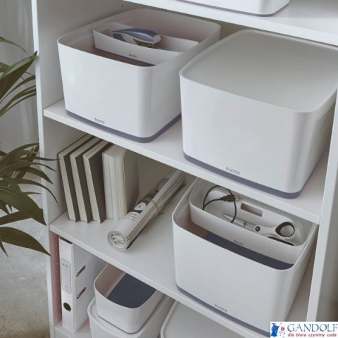 Pojemnik MyBOX duży z pokrywką biało-szary LEITZ 52161001 Pojemnik MyBOX duży z pokrywką biało-szary LEITZ 52161001