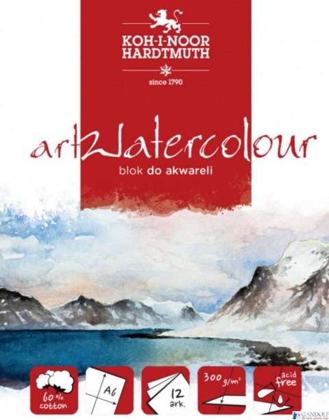Blok akwarelowy ARTWATERCOLOUR A6 12 KARTEK 300G BLO-WATEA6 Koh i Noor Blok akwarelowy ARTWATERCOLOUR A6 12 KARTEK 300G BLO-WATEA6 Koh i Noor