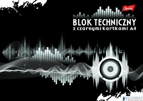 Blok techniczny z czarnymi kartkami A4 10 kartek, 180g/m2 UNIPAP Blok techniczny z czarnymi kartkami A4 10 kartek, 180g/m2 UNIPAP