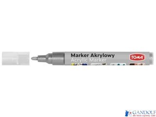Marker akrylowy, fibrowa końcówka okrągła 2-5mm, srebrny TO-402 Toma