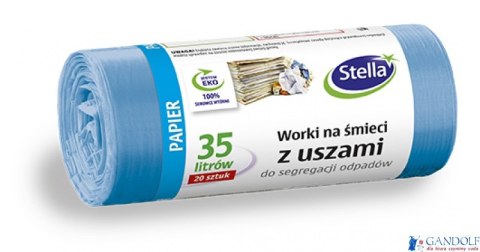 Worki do segegacji PAPIER niebieskie z uszami LDPE 35l (20szt.) STELLA 032211 Worki do segegacji PAPIER niebieskie z uszami LDPE 35l (20szt.) STELLA 032211