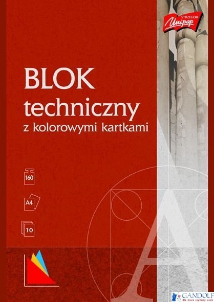 Blok techniczny kolor A4 10 kartek UNIPAP