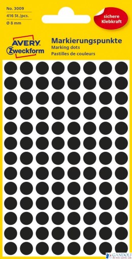 Kółka do zaznaczania 3009 Q8 mm 4 ark. czarne Trwałe, Avery Zweckform
