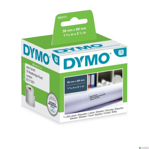 Etykieta DYMO 36mm x 89mm białe 1983172 1 rolka 260 etykiet Etykieta DYMO 36mm x 89mm białe 1983172 1 rolka 260 etykiet