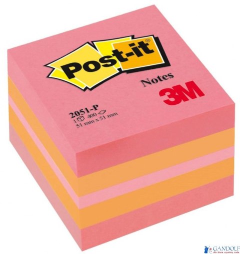 Mini Kostka samoprzylepna POST-IT_ (2051P), 51x51mm, 1x400 kart., różowa