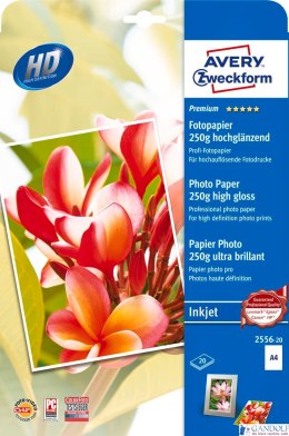 Papier foto wysokobłyszczący 2556-20 A4 20 ark. Premium, biały, 250g, Avery Zweckform (X)