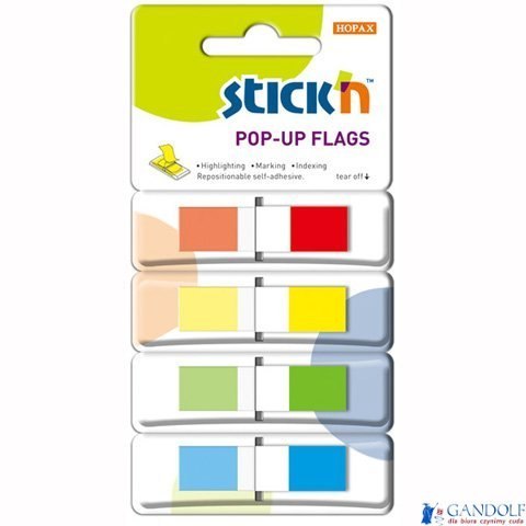 Zakładki indeksujące w podajniku 45x12mm 140/4 kolory STICKN 26020
