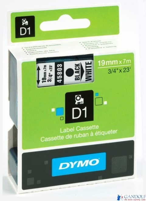 Taśma DYMO D1 - 19 mm x 7 m, czarny / biały S0720830 do drukarek etykiet Taśma DYMO D1 - 19 mm x 7 m, czarny / biały S0720830 do drukarek etykiet