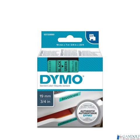Taśma DYMO D1 - 19 mm x 7 m, czarny / zielony S0720890 do drukarek etykiet Taśma DYMO D1 - 19 mm x 7 m, czarny / zielony S0720890 do drukarek etykiet