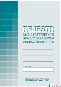 H-91-3 Rejestr mycia i dezynfekcji komory ładunkowej MICHALCZYK