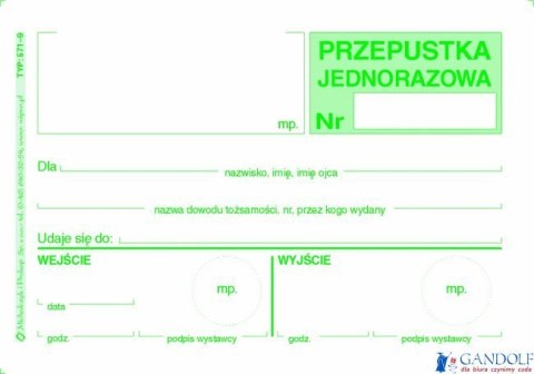 571-9 PJ Przepustka jednorazowa A7 (80 MICHALCZYK I PROKOP ) 571-9 PJ Przepustka jednorazowa A7 (80 MICHALCZYK I PROKOP )