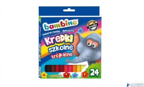 Kredki 24 kolory szkolne trójkątne 2076 BAMBINO 18cm MAJEWSKI Kredki 24 kolory szkolne trójkątne 2076 BAMBINO 18cm MAJEWSKI