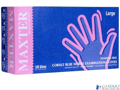 Rękawice nitrylowe L (100) granatowe bezpudrowe MAXTER CE 8%VAT Rękawice nitrylowe L (100) granatowe bezpudrowe MAXTER CE 8%VAT