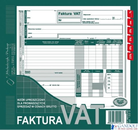 122-2E Faktura VAT brut.2/3 A4 (uproszcz.)MICHALCZYK i PROKOP 122-2E Faktura VAT brut.2/3 A4 (uproszcz.)MICHALCZYK i PROKOP