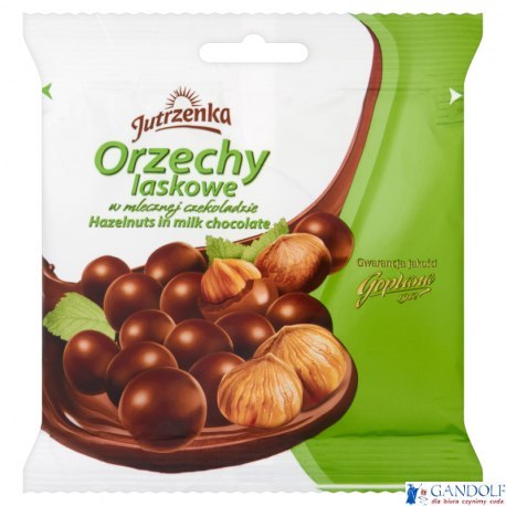 Orzechy laskowe JUTRZENKA w mlecznej czekoladzie 80g Orzechy laskowe JUTRZENKA w mlecznej czekoladzie 80g