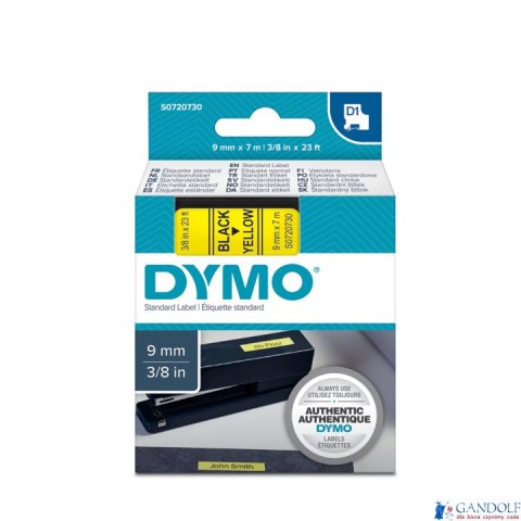 Taśma DYMO D1 - 9 mm x 7 m, czarny / żółty S0720730 do drukarek etykiet Taśma DYMO D1 - 9 mm x 7 m, czarny / żółty S0720730 do drukarek etykiet