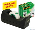 Taśma biurowa SCOTCH_ Magic_ (SM3-12), matowa, z dyspenserem, 19mm, 33m, 3szt., podajnik C-38 czarny GRATIS