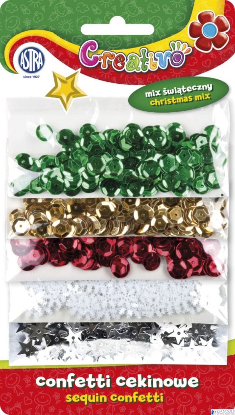 Confetti cekinowe kółka na blistrze - mix 5 wzorów świątecznych 1000 sztuk ASTRA, 335116007 Confetti cekinowe kółka na blistrze - mix 5 wzorów świątecznych 1000 sztuk ASTRA, 335116007