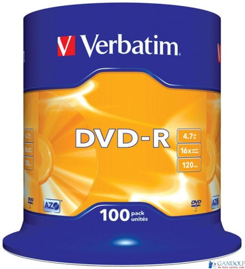 Płyta DVD-R VERBATIM CAKE(100) Matt Silver 4.7GB x16 43549