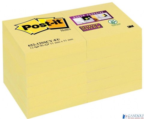 Bloczek samoprzylepny POST-IT_ Super Sticky (622-12SSCY-EU), 46,7x46,7 mm, 12x90 kart., żółty Bloczek samoprzylepny POST-IT_ Super Sticky (622-12SSCY-EU), 46,7x46,7 mm, 12x90 kart., żółty