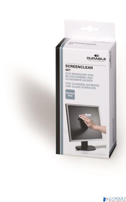Zestaw do czyszczenia ekranów DURABLE (570700) płyn 125ml+20szt ścier mix