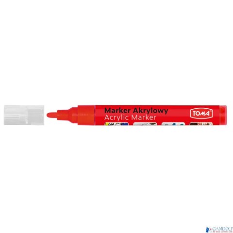 Marker akrylowy, fibrowa końcówka okrągła 2-5mm, czerwony metalic TO-402 Toma