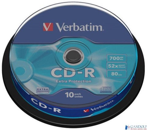 Płyta CD-R VERBATIM CAKE (10) Extra Protection 700MB x52 43437 Płyta CD-R VERBATIM CAKE (10) Extra Protection 700MB x52 43437