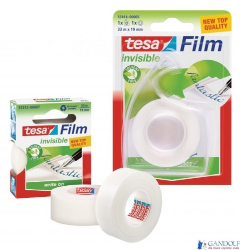 Taśma biurowa TESAfilm INVISIBLE 19x33m+Dyspenser Easy Cut 57414-00005