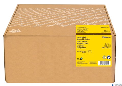 Termiczne etykiety wysyłkowe TD8060-25 103 x 199 w rolce, Avery Zweckform Termiczne etykiety wysyłkowe TD8060-25 103 x 199 w rolce, Avery Zweckform