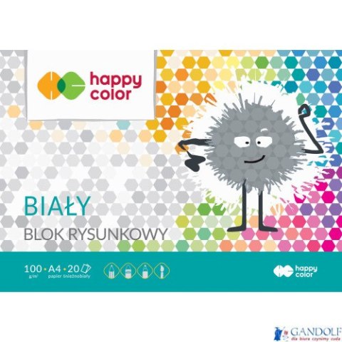 Blok rysunkowy biały A4, 100g, 20 ark, Happy Color HA 3710 2030-0