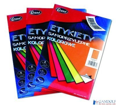 Etykiety samoprzylepne kolorowe A4, pomarańczowy, 25 arkuszy GRAND 150-1066