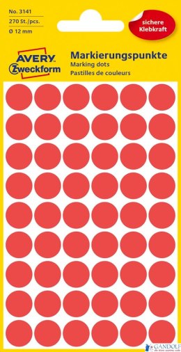 Kółka do zaznaczania 3141 Q12 5ark. czerwone trwałe, Avery Zweckform