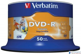 Płyta DVD-R VERBATIM CAKE (50) Printable nadruk Wide 4.7GB x16 43533