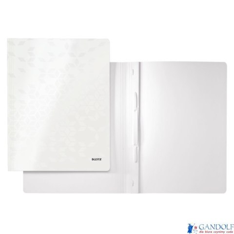 Skoroszyt kartonowy LEITZ perłowy biały WOW 30010001