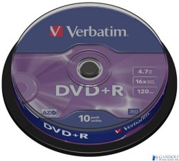 Płyta DVD+R VERBATIM CAKE(10) 4.7GB x16 Matt Silver 43498