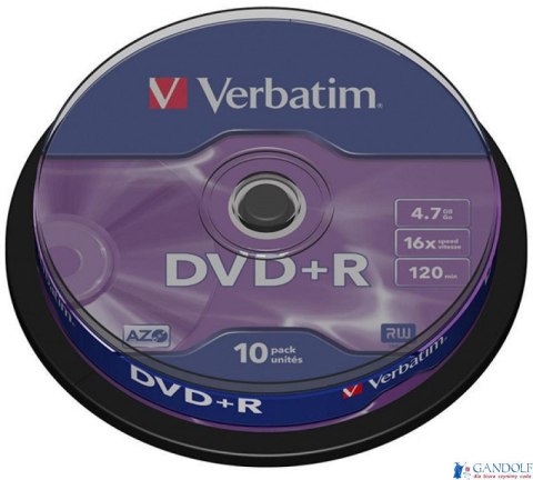 Płyta DVD+R VERBATIM CAKE (10) 4.7GB x16 Matt Silver 43498 Płyta DVD+R VERBATIM CAKE (10) 4.7GB x16 Matt Silver 43498