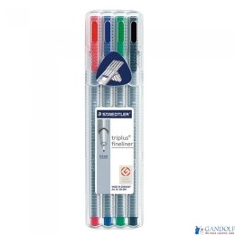 Cienkopis triplus, trójkątny, 0.3 mm, 4 kol. w etui box, Staedtler S 334 SB4