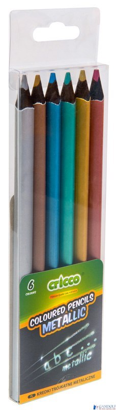 Kredki trójkątne 6-kolorowe metaliczne etui BLACK WOOD JUMBO CR331W6 AX