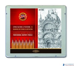 Ołówek grafitowy 8B-10H 1504/M 24szt.op.metal KOH I NOOR