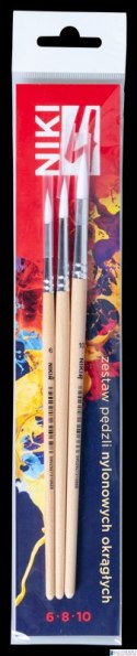 Pędzle nylonowe okrągłe 6+8+10 NIKI4 PED-0070N2