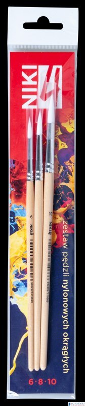 Pędzle nylonowe okrągłe 6+8+10 NIKI4 PED-0070N2