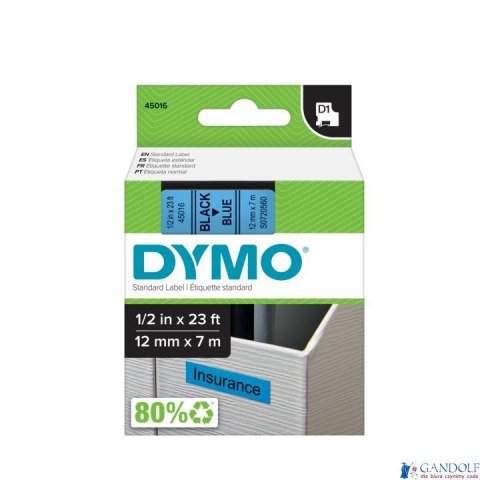 Taśma DYMO D1 - 12 mm x 7 m, czarny / niebieski S0720560 do drukarek etykiet Taśma DYMO D1 - 12 mm x 7 m, czarny / niebieski S0720560 do drukarek etykiet